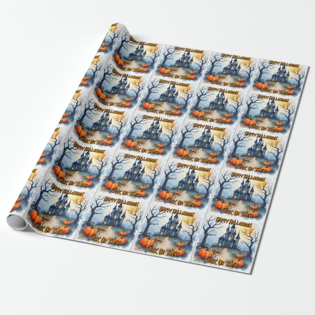 Papel De Presente Coleção Assustadoramente Fofa e Tendência de Hallo (Desenrolado)