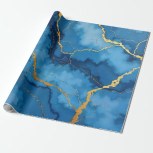 Papel De Presente Coleção Azure Azure Dourada Marble Trendy