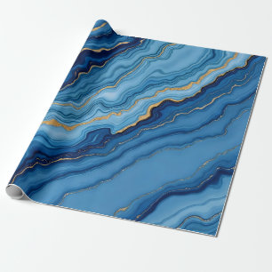 Papel De Presente Coleção Azure Dourada de Marble Moderno