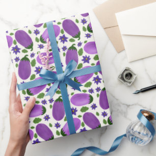 Papel De Presente Coleção Berinjela Blush & Bloom – Brilho de Marfim