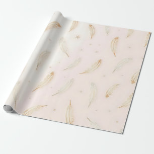 Papel De Presente Coleção Boho de Penas Modernas de Luxo