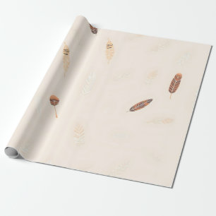 Papel De Presente Coleção Boho Popular de Luxo Feathers