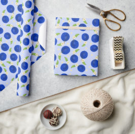 Papel De Presente Coleção de Ameixas Botânicas Azuis