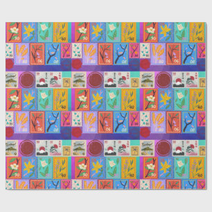 Papel De Presente Coleção de Carimbos Aleatórios Falso Masterícula