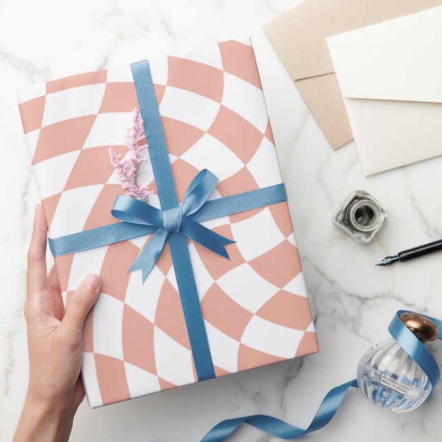 Papel De Presente Coleção de Casamento Rose Gold Check Xadrez (Presentear)