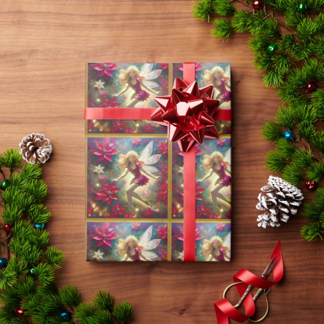 Papel De Presente Coleção de Fadas de Natal - Cabelo Loiro Dourado C (Presente de Natal)