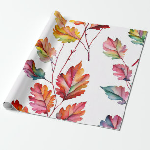 Papel De Presente Coleção de Folhas de Aquarela Vibrante