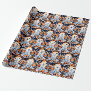 Papel De Presente Coleção de outono de Pumpkin Moderno do Halloween