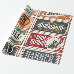 Papel De Presente Coleção de posters de compro Vintage. Estante retr
