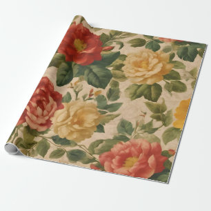 Papel De Presente Coleção de Tendências de Vintage Floral Watercolor