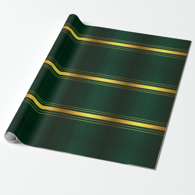 Papel De Presente Coleção de Textura Dourada de Luxo Verde Trendy (Desenrolado)