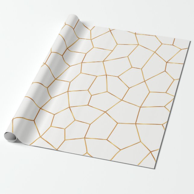 Papel De Presente Coleção de Vidros Dourados Brancos Elegante Modern (Desenrolado)