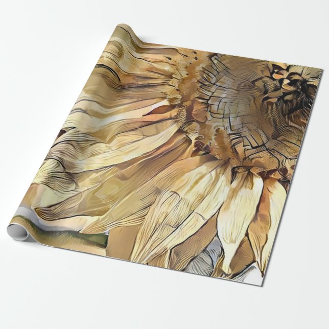 Papel De Presente Coleção Elegante de Girassol Amarelo Grande (Desenrolado)