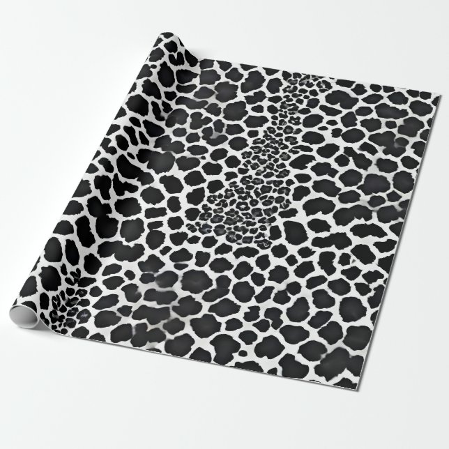 Papel De Presente Coleção Elegante de Leopardo Branco Moderno de Lux (Desenrolado)