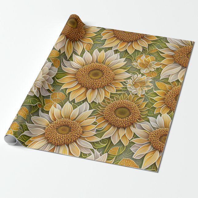 Papel De Presente Coleção Lindo de Girassol Moderno (Desenrolado)