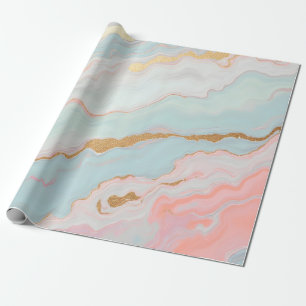Papel De Presente Coleção Luxo Dourado Rosa Bege Mint Popular