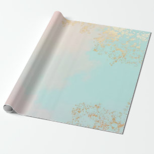Papel De Presente Coleção Luxo Moderno Dourado Rosa Bege Suave Verde