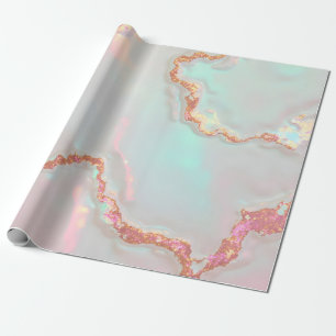 Papel De Presente Coleção Luxo Moderno Rosa Bege Suave Dourado Verde