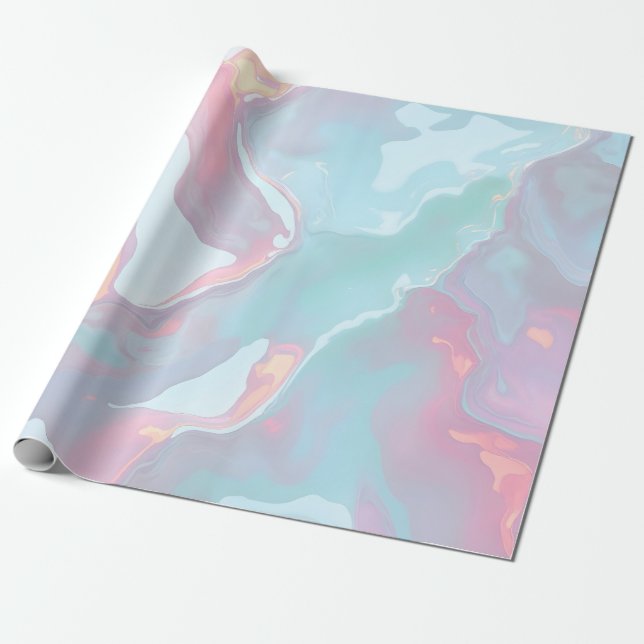 Papel De Presente Coleção Luxo Rosa Bege Moderno Verde Menta Macio D (Desenrolado)