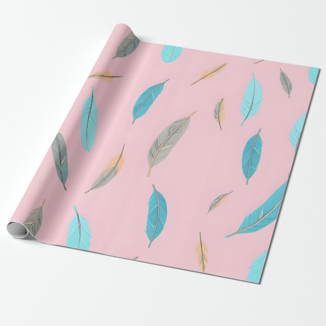 Papel De Presente Coleção Luxuosa Boho Popular Feathers (Desenrolado)
