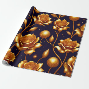 Papel De Presente Coleção Moderna de Rosa de Luxury Boho Dourado