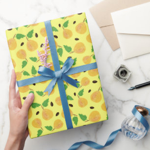 Papel De Presente Coleção Pérolas Douradas Amarelo Brilhante