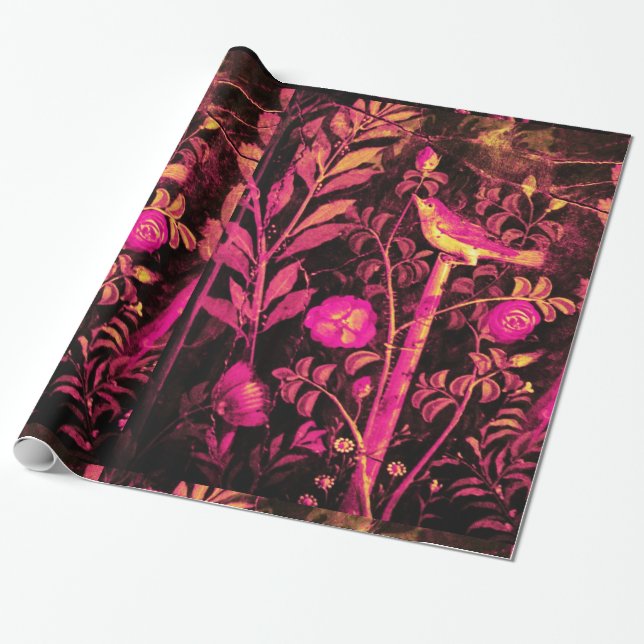 Papel De Presente COLEÇÃO POMPEII NIGHTINGALE COM ROSA rosa (Desenrolado)