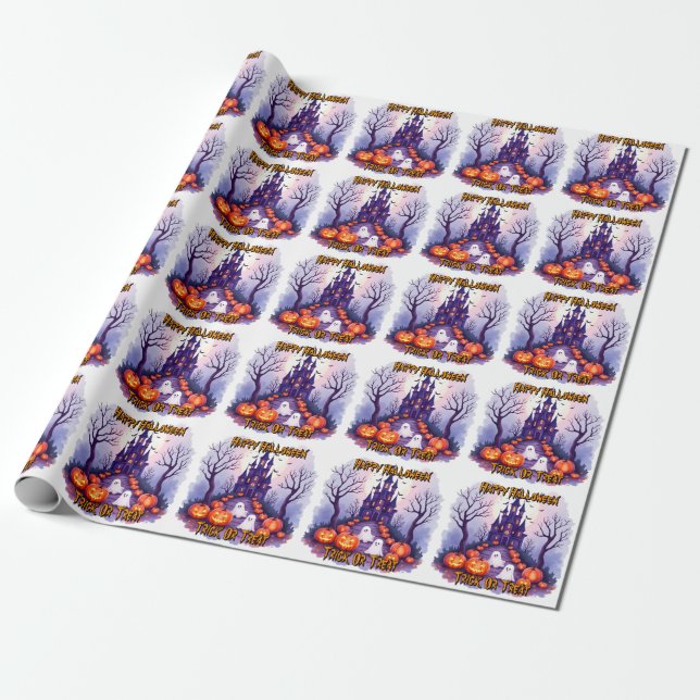 Papel De Presente Coleção Popular de Halloween Assustador Fofo (Desenrolado)