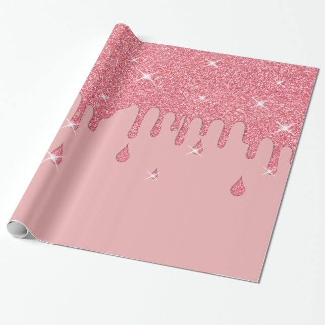 Papel De Presente Coleta de Efeito Luminoso Rosa e Estilhaços (Desenrolado)