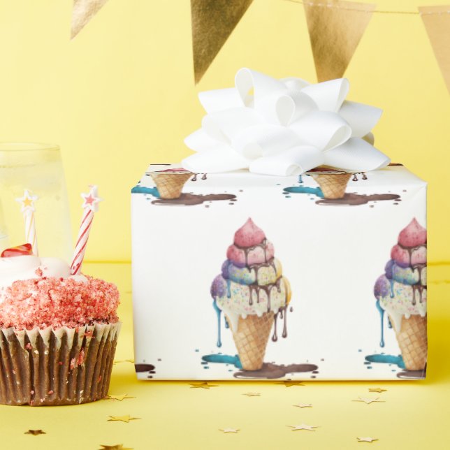 Papel De Presente Coleta de Sorvete (Festa de aniversário)