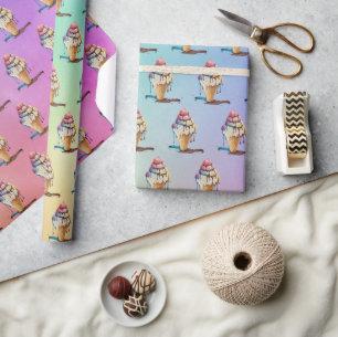 Papel De Presente Coleta de Sorvete Cone no Gradiente do Arco-Íris