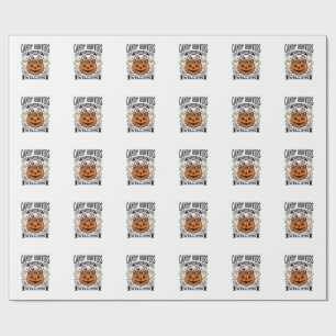Papel De Presente Coletor de Doces de Halloween Gravura Vintage Abób