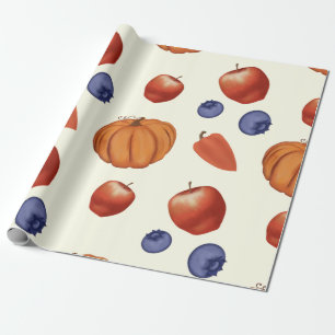 Papel De Presente Colheita de abóbora e pimenta, cais e maçãs.