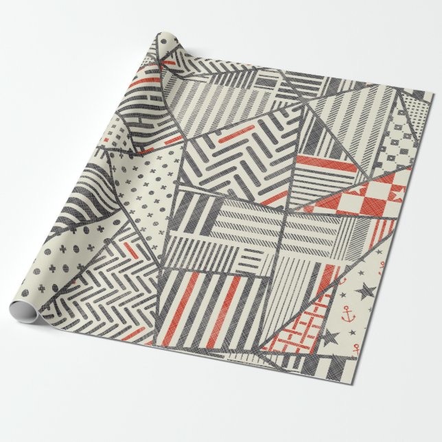 Papel De Presente Colheita de abstrato sem costura em cores retrógra (Desenrolado)