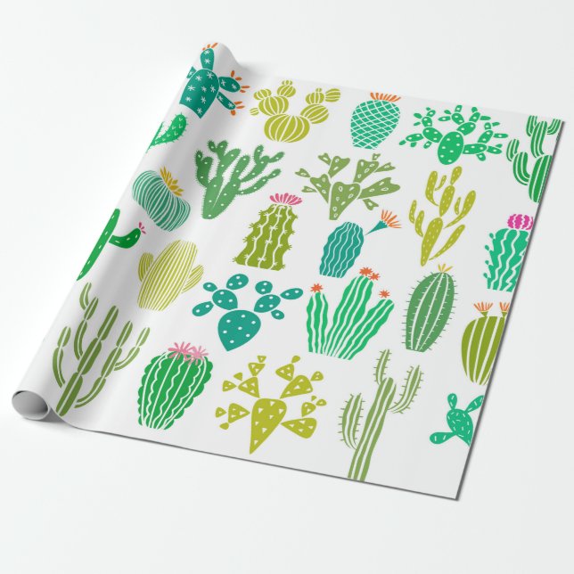 Papel De Presente Colheita de Cactus e flor isolada em que (Desenrolado)