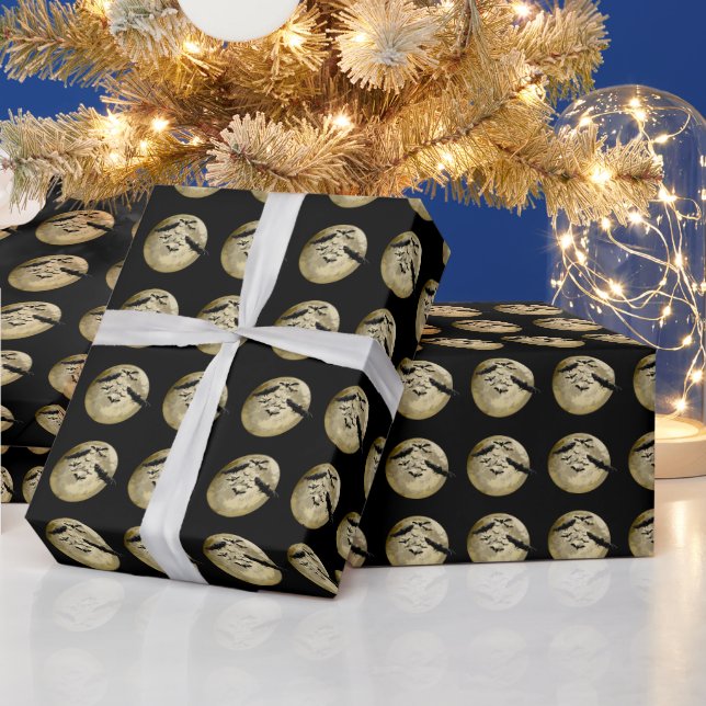 Papel De Presente Colheita De Halloween Completo De Lua E De Voo Not (Feriados)