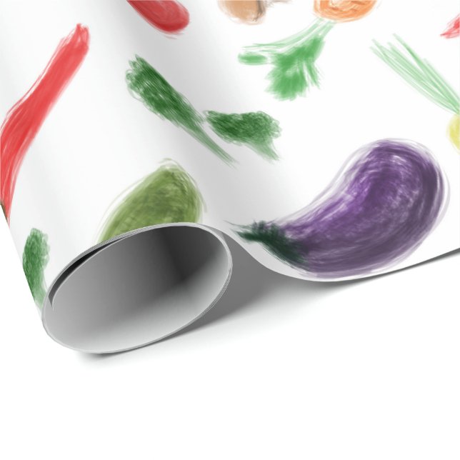 Papel De Presente Colheita de legumes pimentos de tomate cenoura cog (Ponta do rolo)
