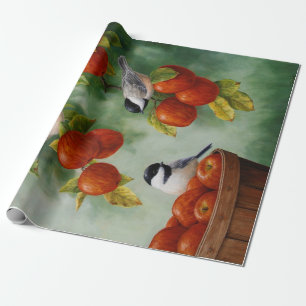 Papel De Presente Colheita de Maçãs de Aves