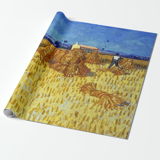 Papel De Presente Colheita de milho de Vincent van Gogh em Provence (Desenrolado)