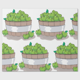 Papel De Presente Colheita Fresca de Maçã Verde Barril Granny Smith