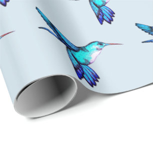 Papel De Presente Colibris azuis lunáticos