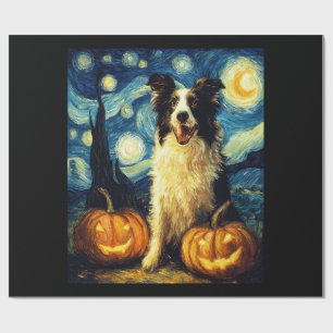 Papel De Presente Colie de Fronteira de Halloween Outono Abóbora