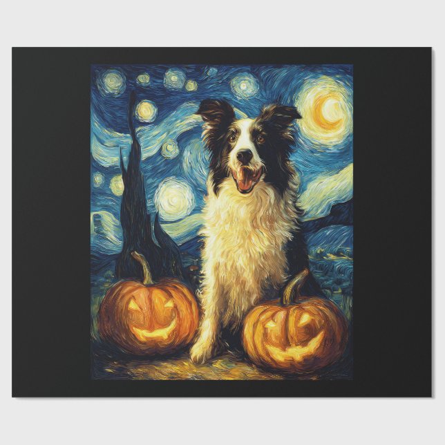 Papel De Presente Colie de Fronteira de Halloween Outono Abóbora (Aberto)