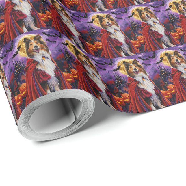 Papel De Presente Colie Rough Halloween Vampiro Abóboras Assustador (Ponta do rolo)
