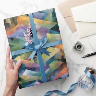 Papel De Presente Colinas Cubistas Vibrantes Arte de Facetas Geomé