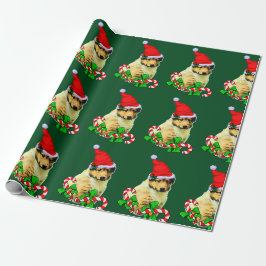 Papel De Presente Collie Puppy Santa Hat Natal