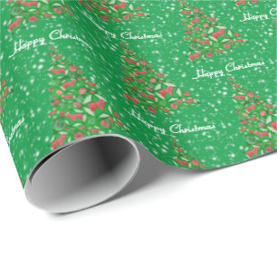 Papel De Presente Collie Rough Dog Árvore de Natal Verde
