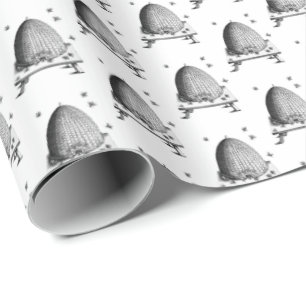 Papel De Presente Colmeia e Abelhas #2 Heráldica Vintage