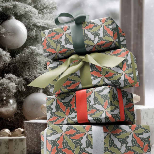 Papel De Presente Colorful Abstract Botanical  (Colorful Abstract Botanical Wrapping Paper by Ricaso - a stunning modern holiday gift wrap )