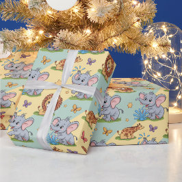 Papel De Presente Colorful animal-themed wrapping paper